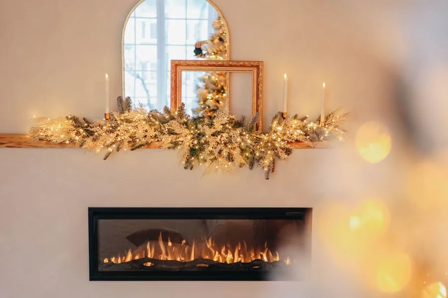 Ashley Trinell 4-Piece Entertainment Center: Specs, Fireplace, and Review Cozy glowing electric fireplace in a modern living room setting
